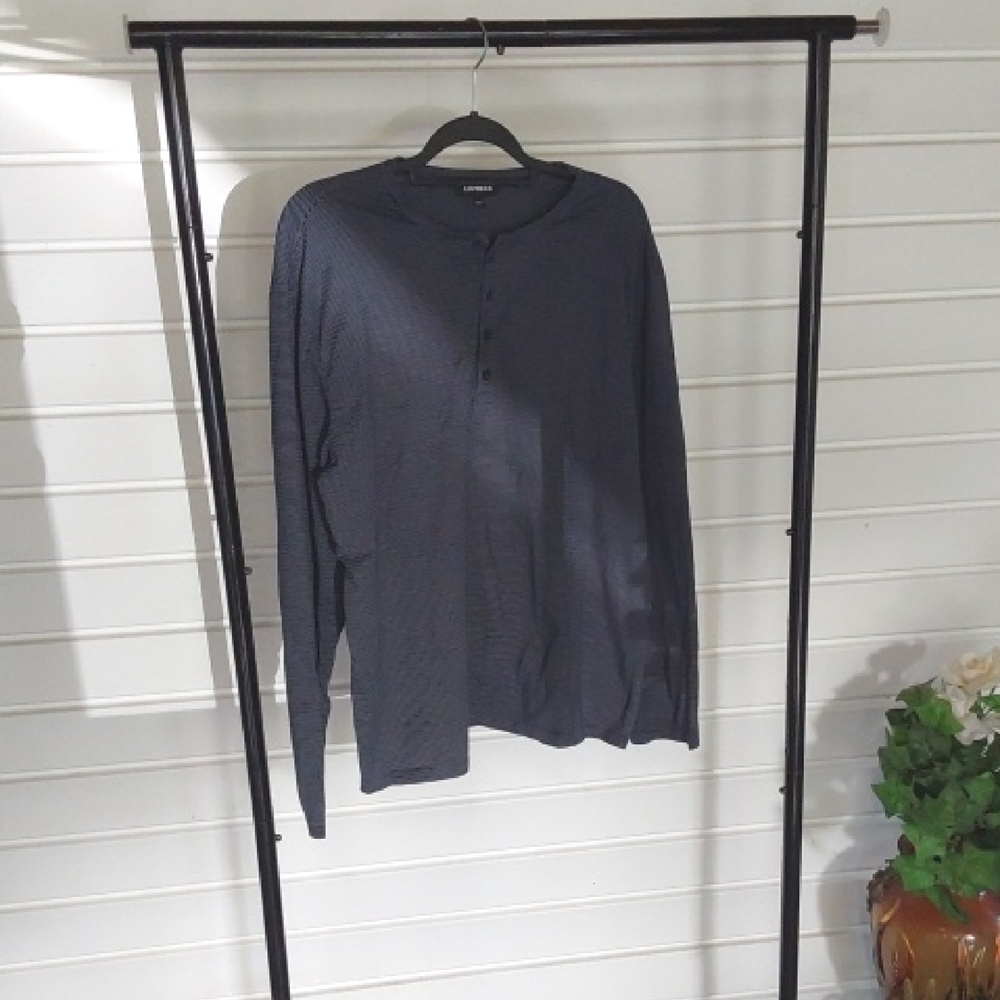 Express Dark Blue Men  Long Sleeve Shirt Large